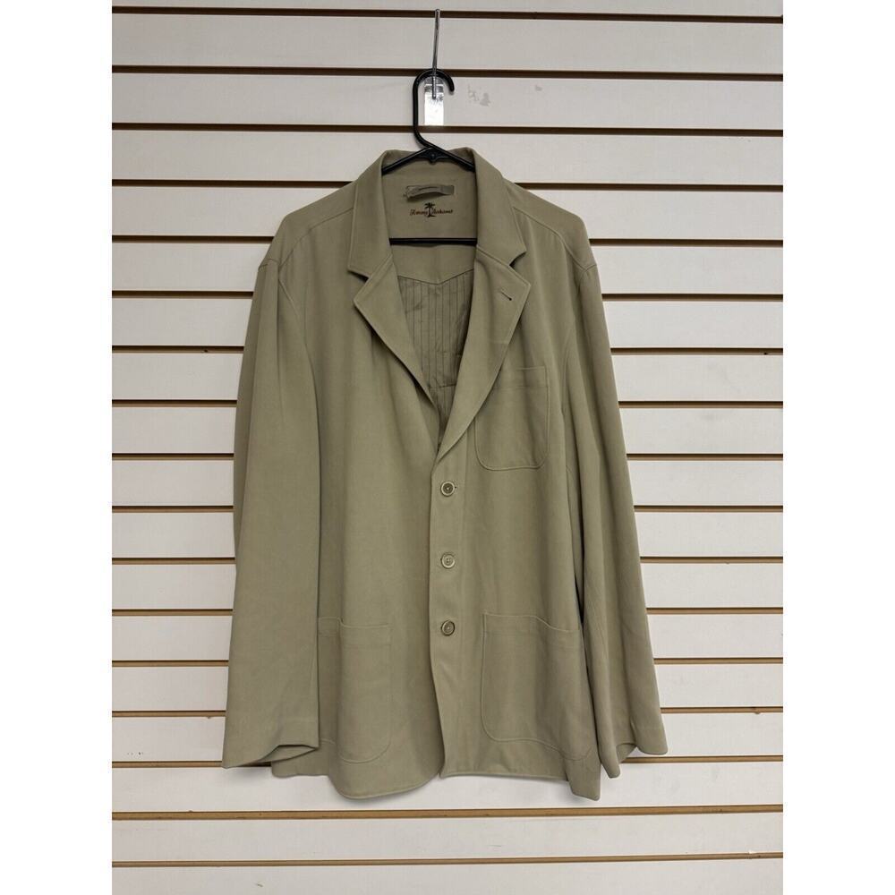 Tommy Bahama Jacket 100% Silk Blazer Men’s XL Unstructured‎ Pockets Tan/Khaki